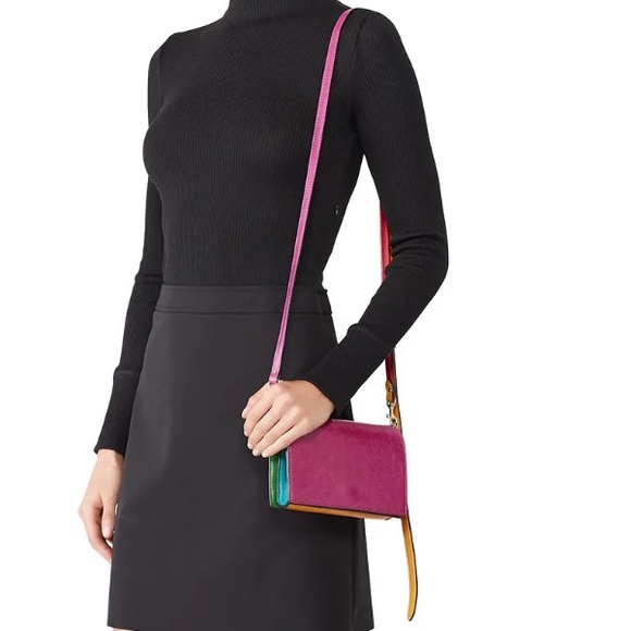 Authentic DVF Disco Soiree Leather Color Block Crossbody Mini Bag Purse - Picture 3 of 10